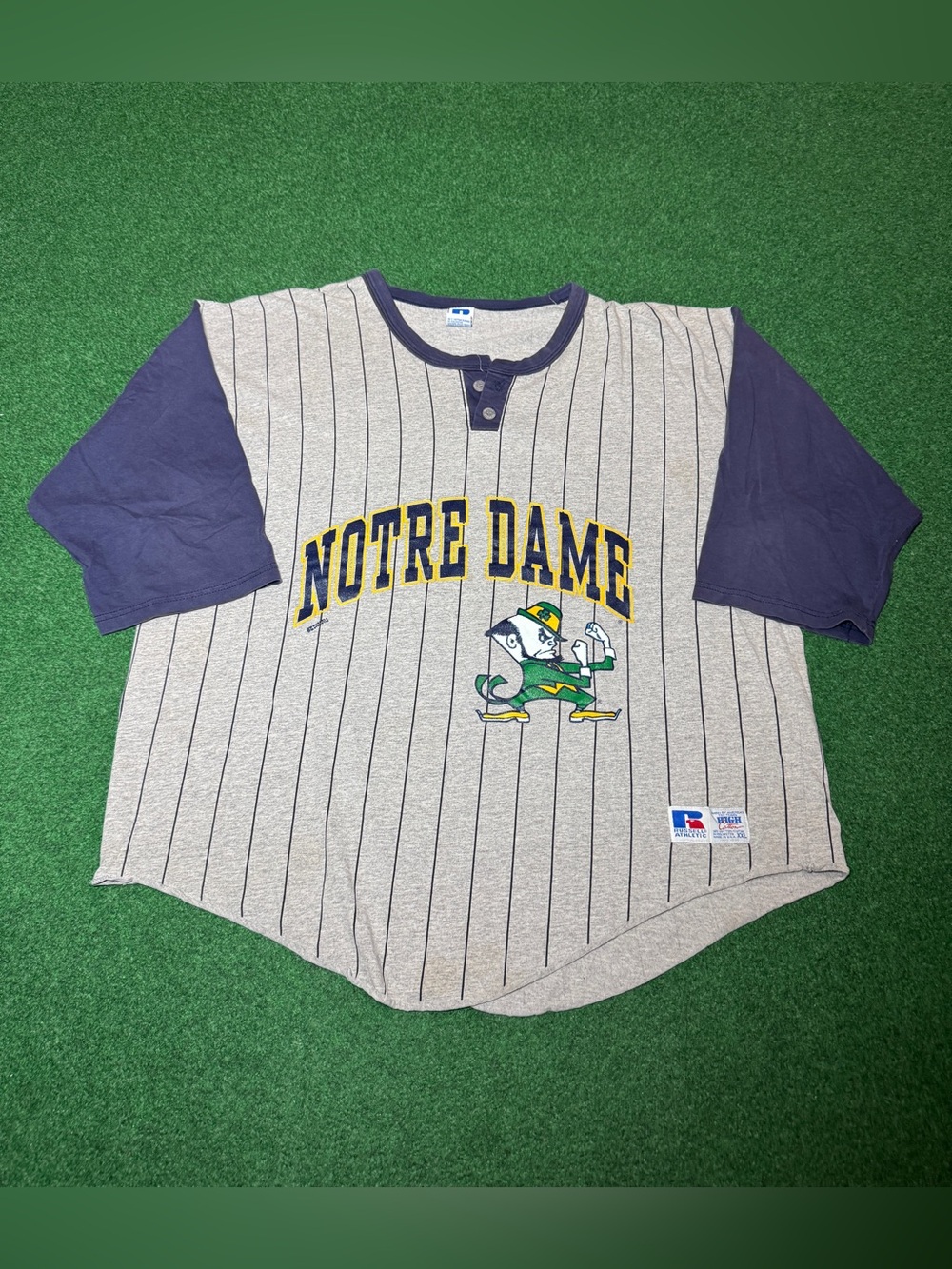 Notre Dame Vintage Russell Athletic Shirt Pinstripe 90s XXL 26x28 Retro Irish